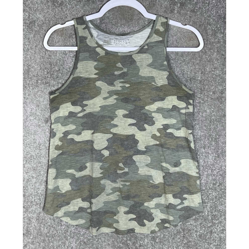 Mudd Slub Knit Camouflage Tank Top Womens Size Small Green Camo Lightweight